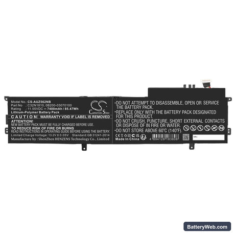 Asus ZenBook Flip 15 UX562FD-2G Replacement Battery, 11.55V, 7400mAh, Li-Polymer 3