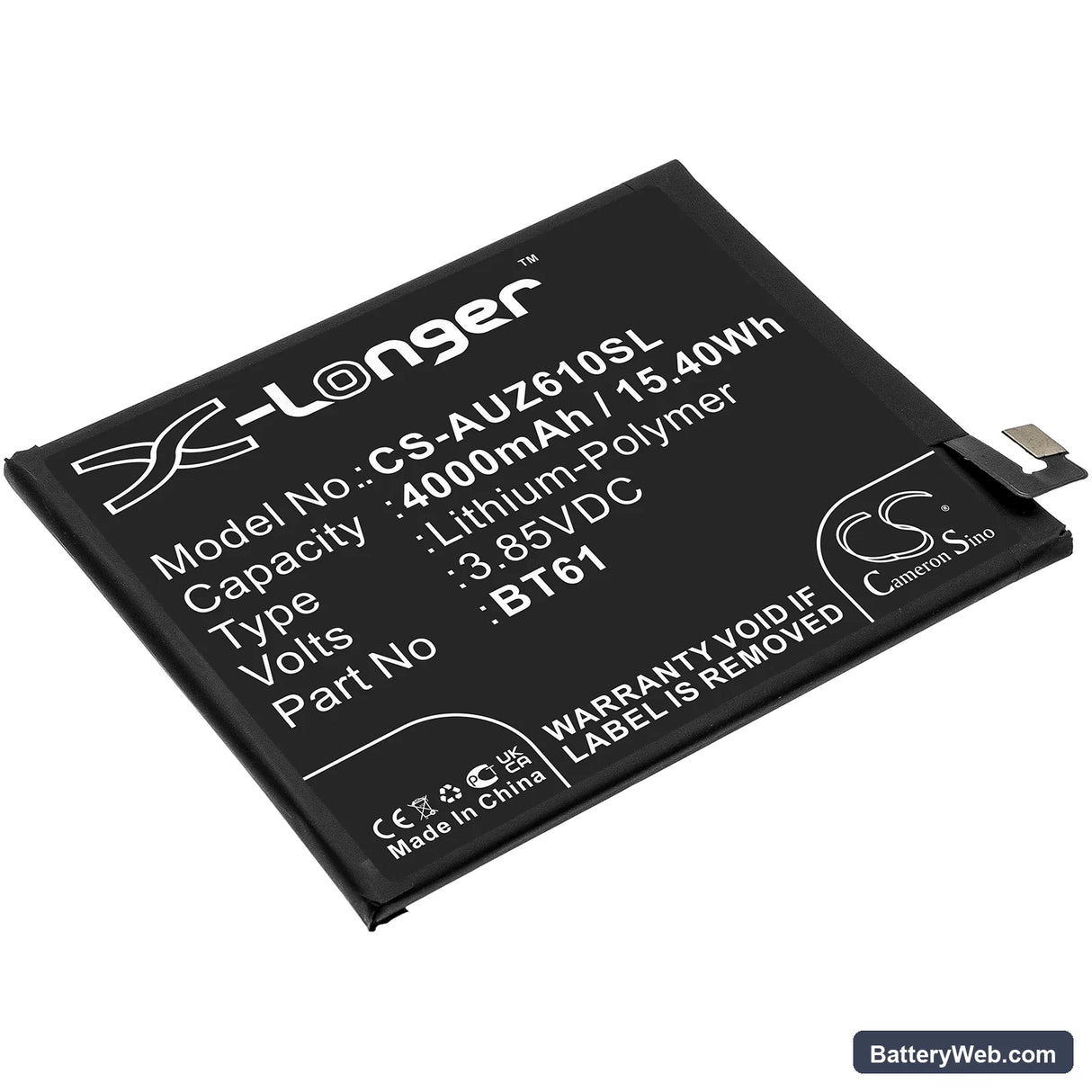Acer Liquid Z6 Plus Replacement Battery, 3.85V, 4000mAh, Li-Polymer 1