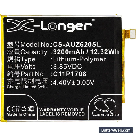 Asus ZenFone 5 2018 Replacement Battery, 3.85V, 3200mAh, Li-Polymer 3