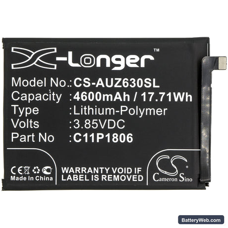 Asus ZenFone 6 2019 Replacement Battery, 3.85V, 4600mAh, Li-Polymer 3