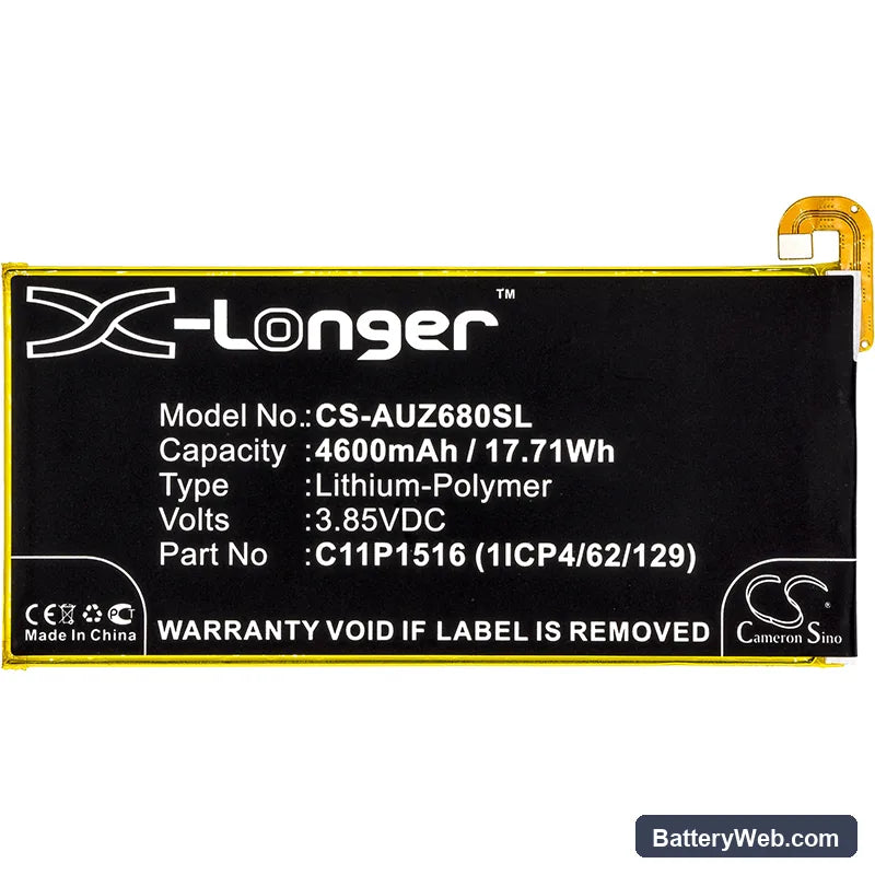 Asus ZenFone 3 Ultra Replacement Battery, 3.85V, 4600mAh, Li-Polymer 5