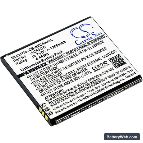 Archos 40C Titanium Replacement Battery, 3.7V, 1200mAh, Li-ion 1