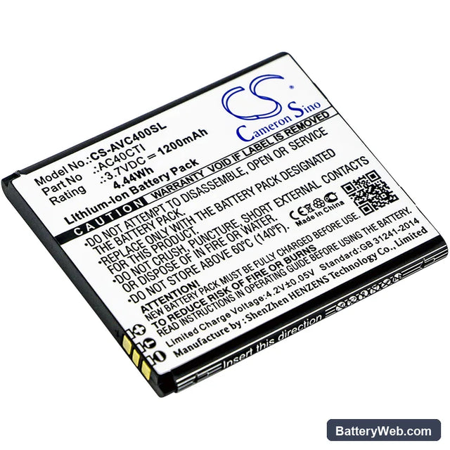 Archos 40C Titanium Replacement Battery, 3.7V, 1200mAh, Li-ion 1