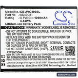 Archos 40C Titanium Replacement Battery, 3.7V, 1200mAh, Li-ion 3