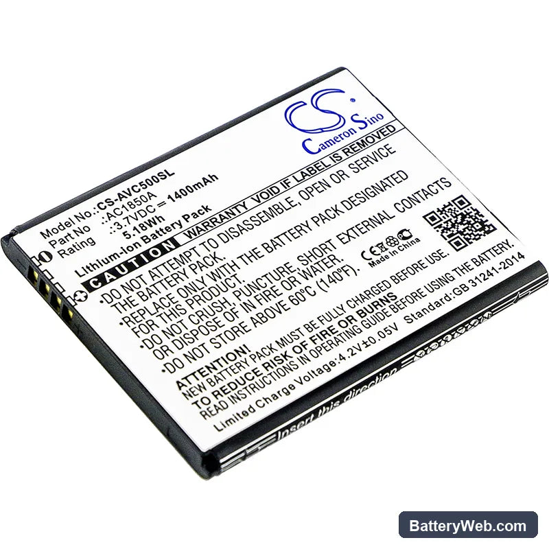 Archos 50c Neon Replacement Battery, 3.7V, 1400mAh, Li-ion 1