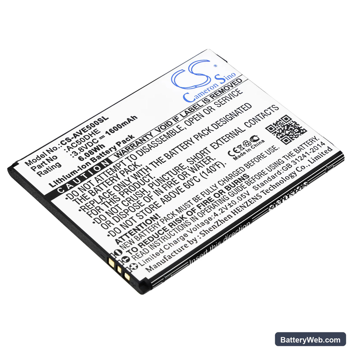 Archos Elements 50d Helium Replacement Battery, 3.8V, 1600mAh, Li-ion 1