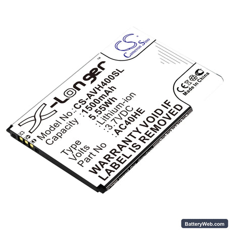 Archos 40 Helium Replacement Battery, 3.7V, 1500mAh, Li-ion 1