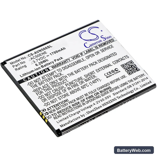 Archos 50e Neon Replacement Battery, 3.7V, 1700mAh, Li-ion 1