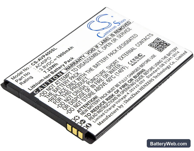 Archos 40 Power Replacement Battery, 3.8V, 1900mAh, Li-ion 1