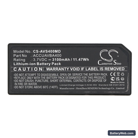 Accuvein AV400 Replacement Battery, 3.7V, 3100mAh, Li-ion 5