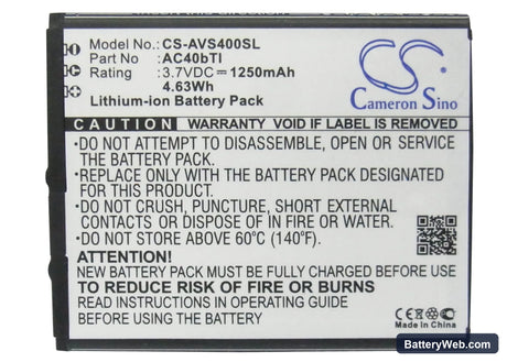 Archos 40b Titanium Replacement Battery, 3.7V, 1250mAh, Li-ion 5