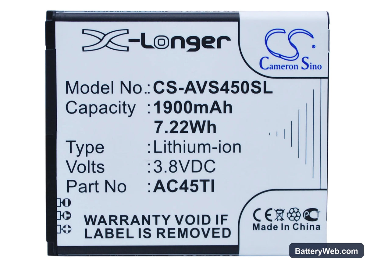 Archos 45 Titanium Replacement Battery, 3.8V, 1900mAh, Li-ion 5