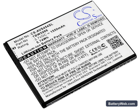Archos 45 Helium 4G Replacement Battery, 3.7V, 1550mAh, Li-ion 1