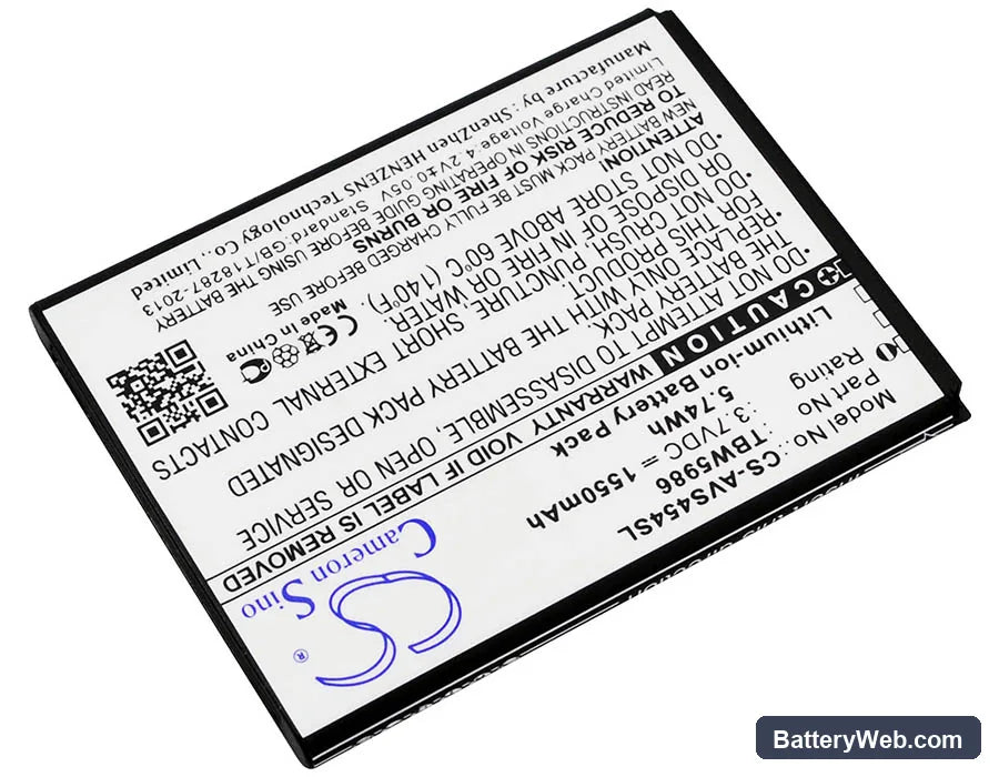 Archos 45 Helium 4G Replacement Battery, 3.7V, 1550mAh, Li-ion 2