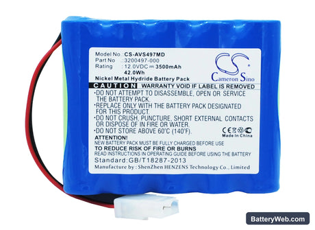 Viasys Healthcare AVEA Replacement Battery, 12V, 3500mAh, Ni-MH 1