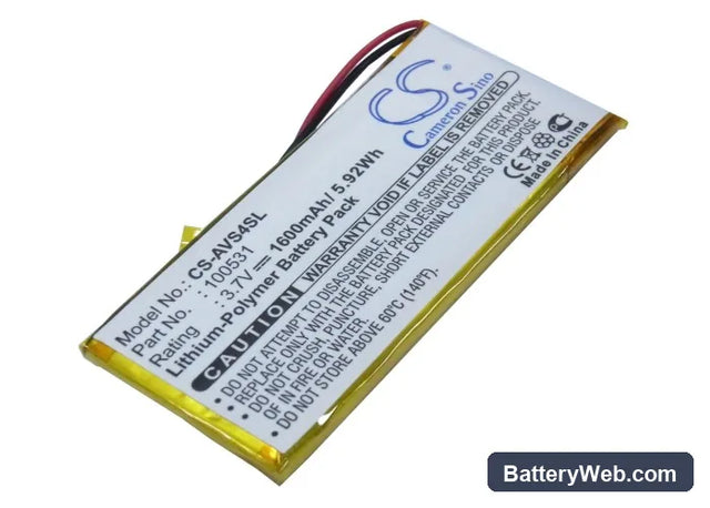 Archos 43 Vision Replacement Battery, 3.7V, 1600mAh, Li-Polymer 1