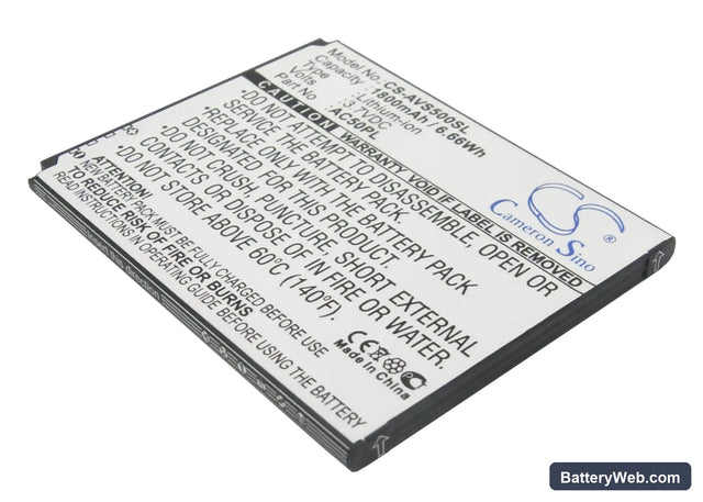 Highscreen B2000 Prime Replacement Battery, 3.7V, 1800mAh, Li-ion 1