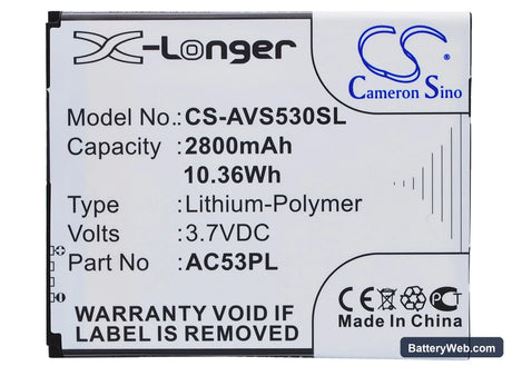 Archos 53 Platinum Replacement Battery, 3.7V, 2800mAh, Li-Polymer 5