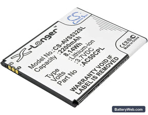 Archos 50c Platinum Replacement Battery, 3.7V, 2200mAh, Li-ion 1