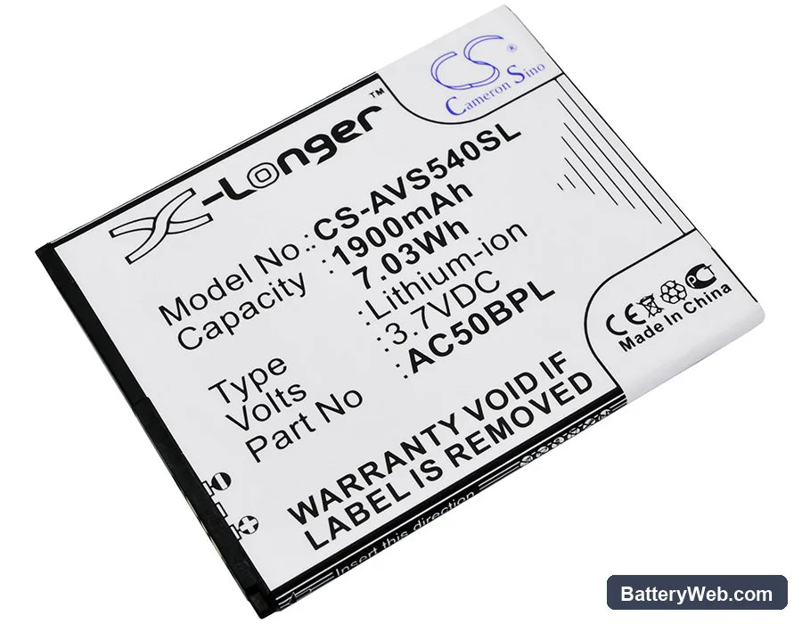 Archos 50b Platinum Replacement Battery, 3.7V, 1900mAh, Li-ion 1