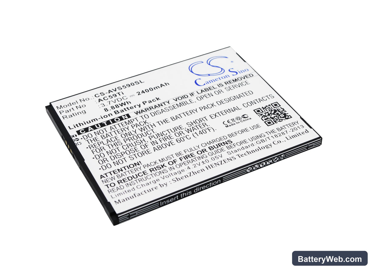 Archos 59 Titanium Replacement Battery, 3.7V, 2400mAh, Li-ion 1