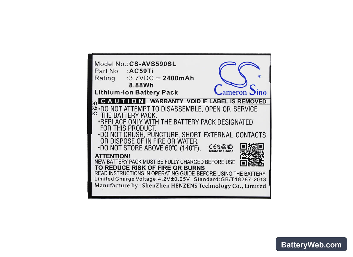 Archos 59 Titanium Replacement Battery, 3.7V, 2400mAh, Li-ion 5