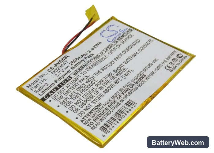 Archos 5 60GB Replacement Battery, 3.7V, 2600mAh, Li-Polymer 1