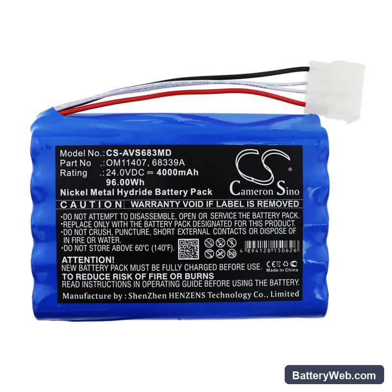 Viasys Healthcare 6068 Replacement Battery, 24V, 4000mAh, Ni-MH 3