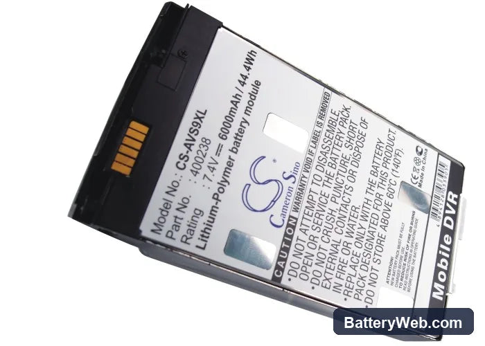 Archos 9 Replacement Battery, 7.4V, 6000mAh, Li-Polymer 5