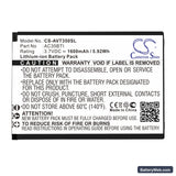 Archos 35b Titanium Replacement Battery, 3.7V, 1600mAh, Li-ion 3