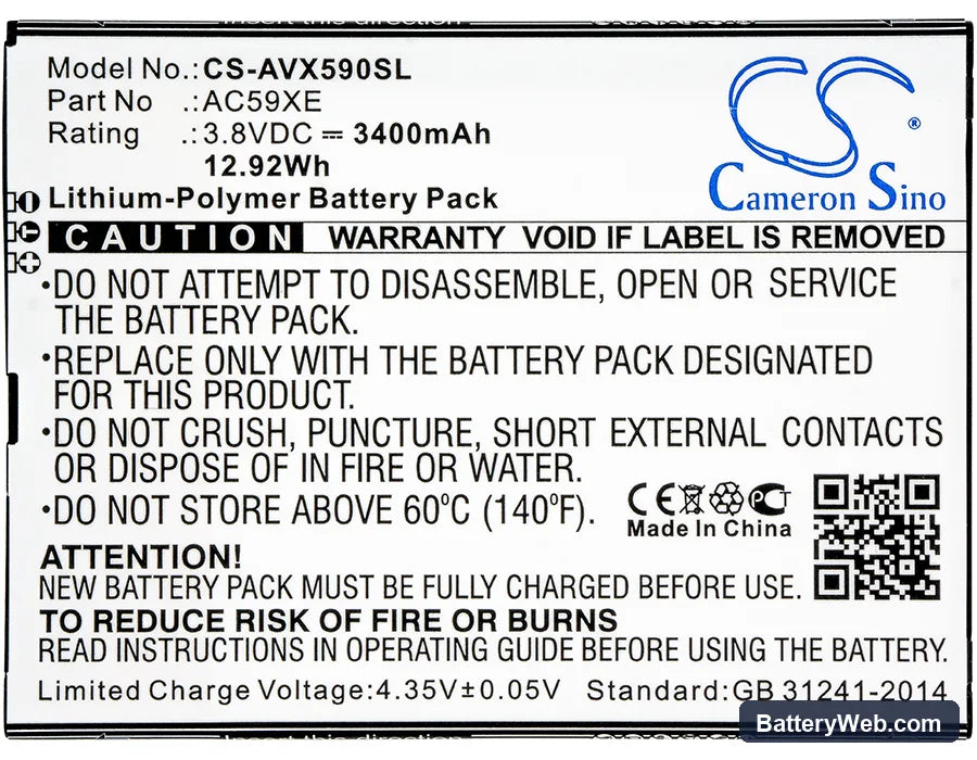 Archos 59 Xenon Replacement Battery, 3.8V, 3400mAh, Li-Polymer 5