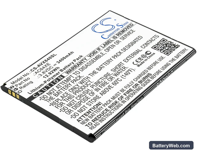 Archos 64 Xenon Replacement Battery, 3.8V, 3400mAh, Li-Polymer 1