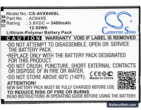 Archos 64 Xenon Replacement Battery, 3.8V, 3400mAh, Li-Polymer 5