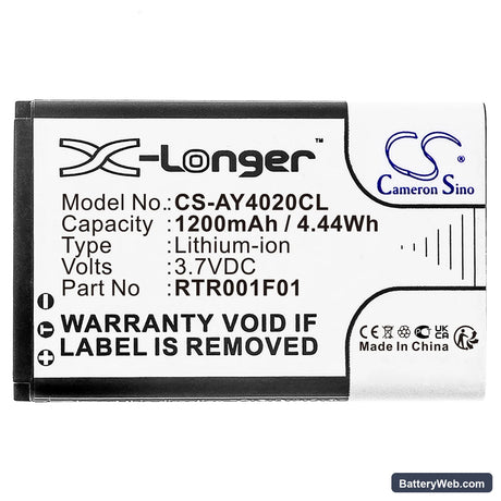 Alinco DJ-CH20 Replacement Battery, 3.7V, 1200mAh, Li-ion 3