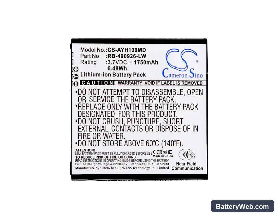 Ascom Myco Replacement Battery, 3.7V, 1750mAh, Li-ion 5