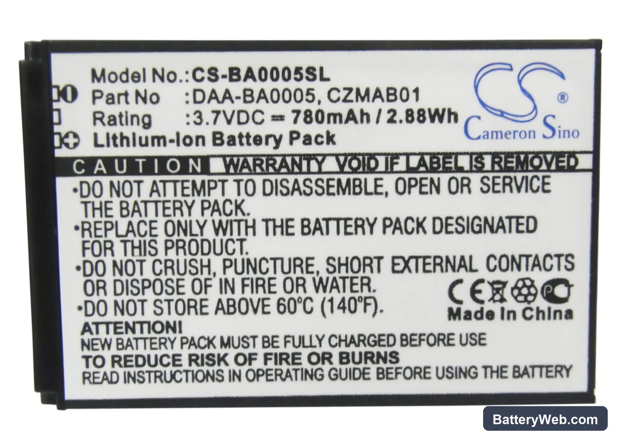 Creative Zen Micro Replacement Battery, 3.7V, 780mAh, Li-ion 5
