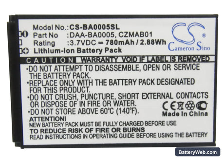Creative Zen Micro Replacement Battery, 3.7V, 780mAh, Li-ion 5