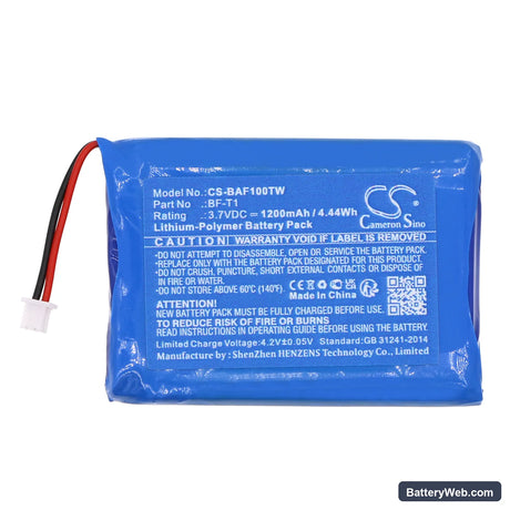Baofeng T1 Replacement Battery, 3.7V, 1200mAh, Li-Polymer 3