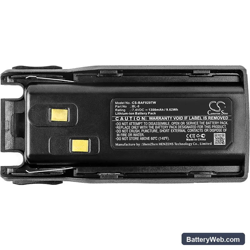 Baofeng UV-82 Replacement Battery, 7.4V, 1300mAh, Li-ion 5