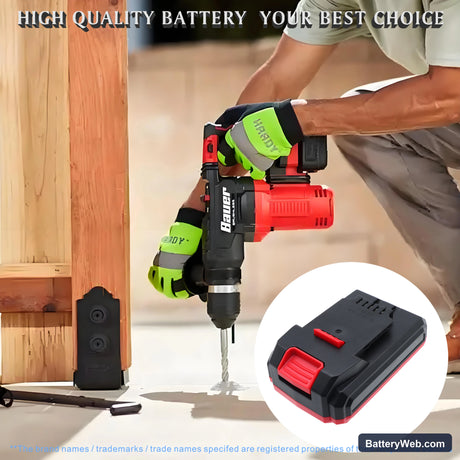 Bauer 20V Brushless Cordless Replacement Battery, 20.0V, 2000mAh, Li-ion 6