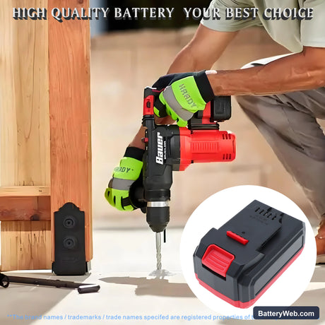 Bauer 20V Brushless Cordless Replacement Battery, 20.0V, 5000mAh, Li-ion 6
