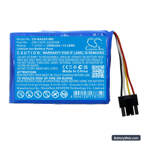Sigma Spectrum 35083 Wireless Infusion Pump (55075-1 Replacement Battery, 7.4V, 1800mAh, Li-ion 3