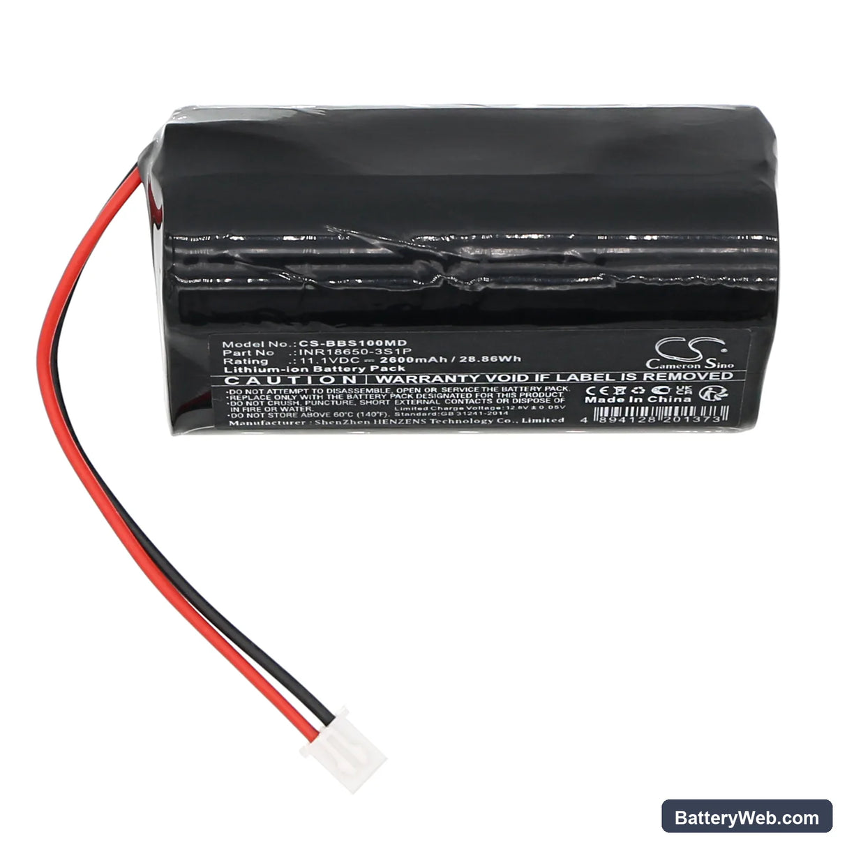 Bombas infusion Replacement Battery, 11.1V, 2600mAh, Li-ion 3