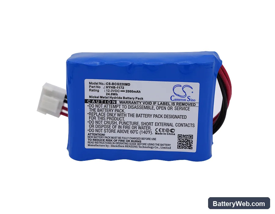 Biomedical ECG-1A Replacement Battery, 12V, 2000mAh, Ni-MH 5