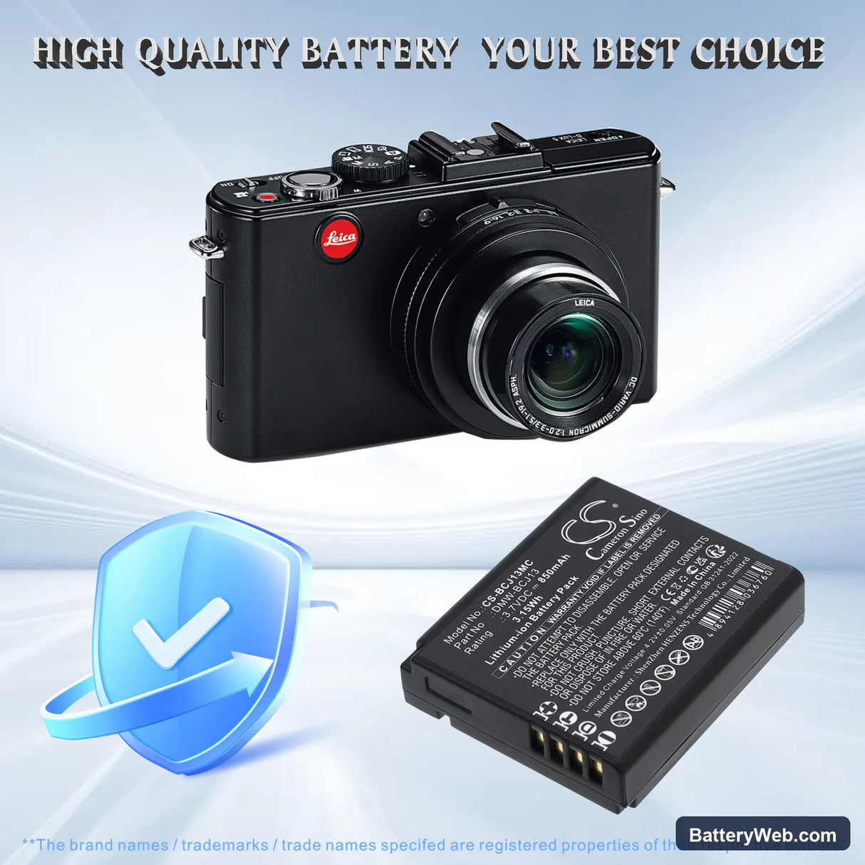 Leica D-LUX5 Replacement Battery, 3.7V, 850mAh, Li-ion 6
