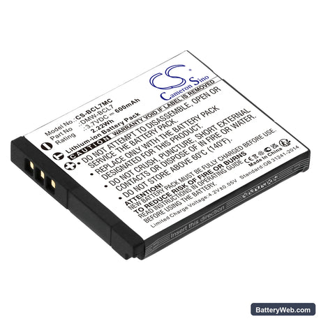 Panasonic Lumix DMC-F5 Replacement Battery, 3.7V, 600mAh, Li-ion 1