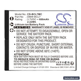 Panasonic Lumix DMC-F5 Replacement Battery, 3.7V, 600mAh, Li-ion 3
