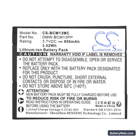 Panasonic Lumix DMC-TZ41 Replacement Battery, 3.7V, 950mAh, Li-ion 5