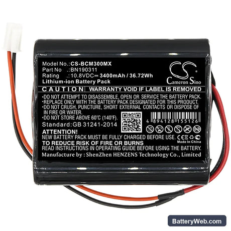 Bionet BM3VET Next Monitor Replacement Battery, 10.8V, 3400mAh, Li-ion 3