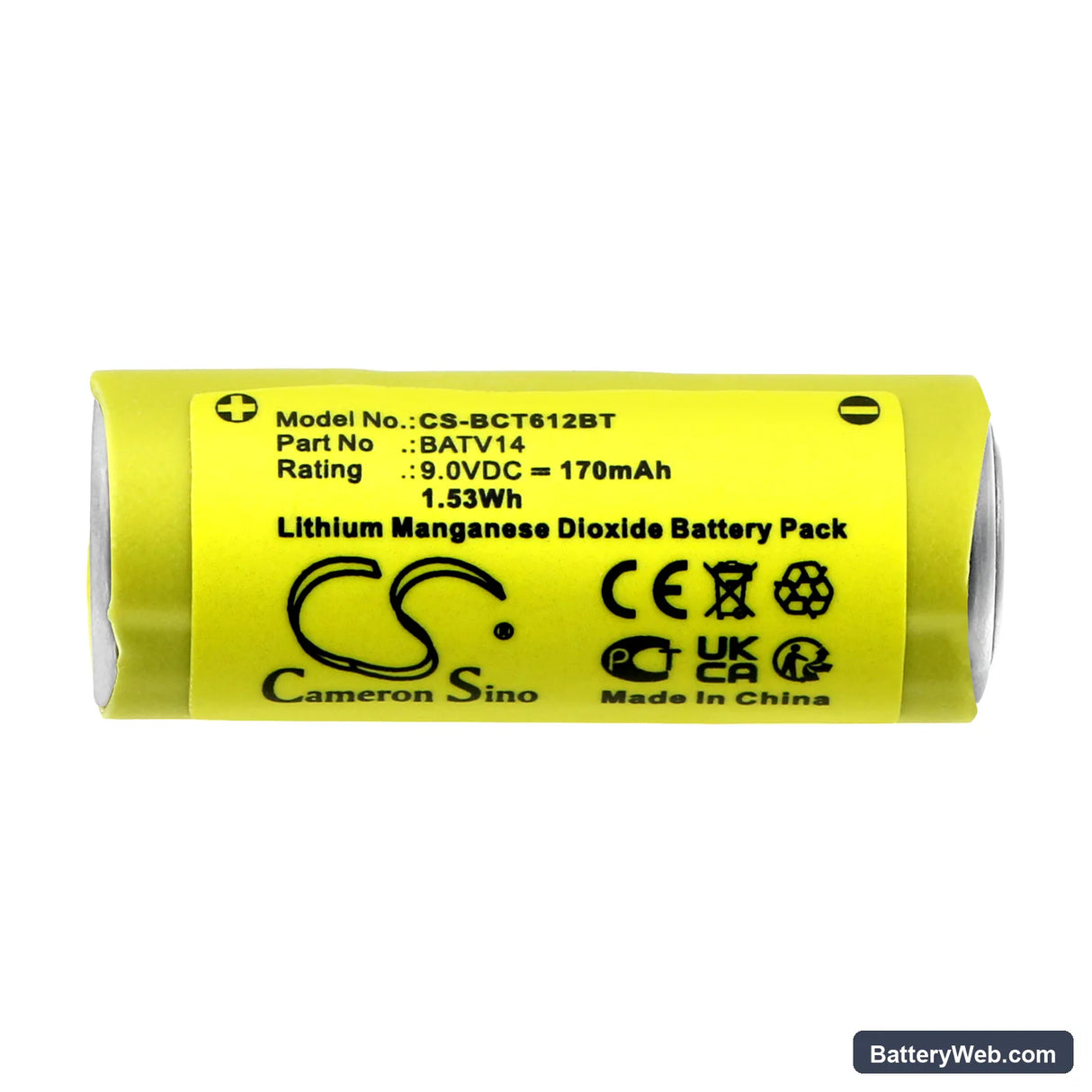 Daitem DC611 Replacement Battery, 9V, 170mAh, Li-MnO2 3